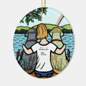 黄色および黒いラブラドールの天使およびお母さん2 セラミックオーナメント (左)