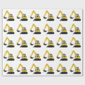 黄色および黒い掘削機の建築機械 ラッピングペーパー (フラット)