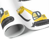 黄色および黒い掘削機の建築機械 ラッピングペーパー (ロールコーナー)