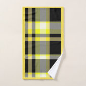 黄色および黒い格子縞の浴室タオルセット バスタオルセット (ハンドタオル)