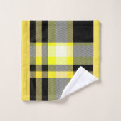 黄色および黒い格子縞の浴室タオルセット バスタオルセット (ウォッシュタオル)