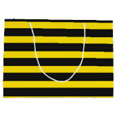 黄色および黒い蜂そっくりのストライプなパターン ラージペーパーバッグ (裏面)