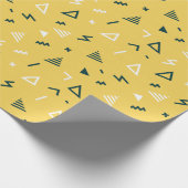 黄色および黒く抽象的なメンフィス ラッピングペーパー (角)