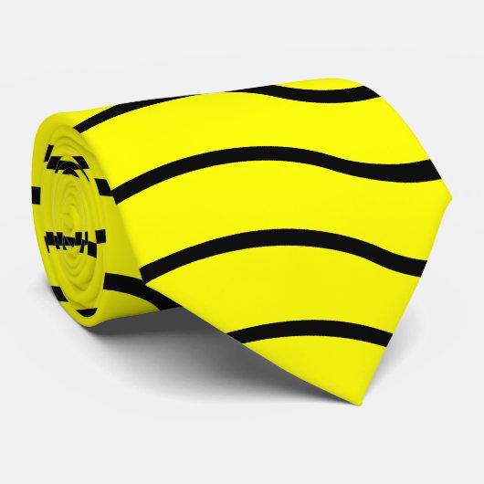 黄色および黒く薄くストライプのなタイ(曲げられたライン) ネクタイ (ロール)