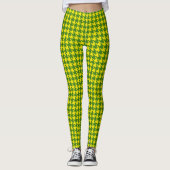黄色およびGreen Pied De Poule Houndstooth レギンス (正面)