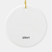 黄色お洒落い花が咲くかわいいハッピーネコ セラミックオーナメント (裏面)