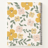 黄色お洒落とピンクのハイビスカス模様 ノートブック (裏面)