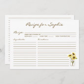 黄色お洒落のヒマワリのメイスンジャーレシピカード (正面/裏面)