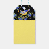 黄色お洒落の鳥とブルーベリーBlkギフトラベル ギフトタグ (裏面)