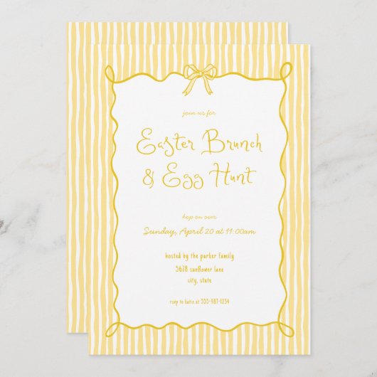 黄色お洒落イースターブランチ卵狩り招待状 招待状 (正面/裏面)