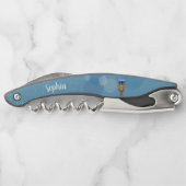 黄色お洒落フクロウ青頭目ブルー円 ソムリエナイフ (裏面)