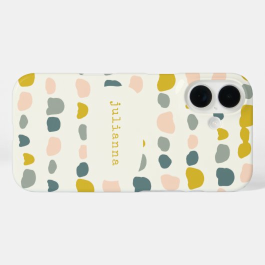 黄色お洒落灰色抽象芸術シェイプ名前をカスタムする Case-Mate iPhoneケース (裏面 (横))