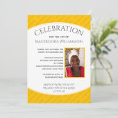 黄色お祝いの写真追悼式 招待状 (スタンド正面)