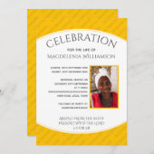 黄色お祝いの写真追悼式 招待状 (正面/裏面)