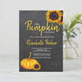 黄色かぼちゃヒマワリ黒板ベビーシャワー 招待状 (スタンド正面)