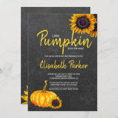 黄色かぼちゃヒマワリ黒板ベビーシャワー 招待状 (正面/裏面)