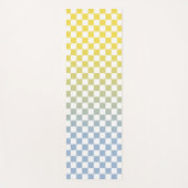黄色からライトブルーオムブレパター市松模様にン ヨガマット (正面)