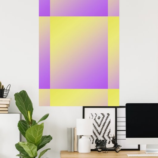 黄色から紫のグラデーション抽象芸術 ポスター (ホームオフィス)