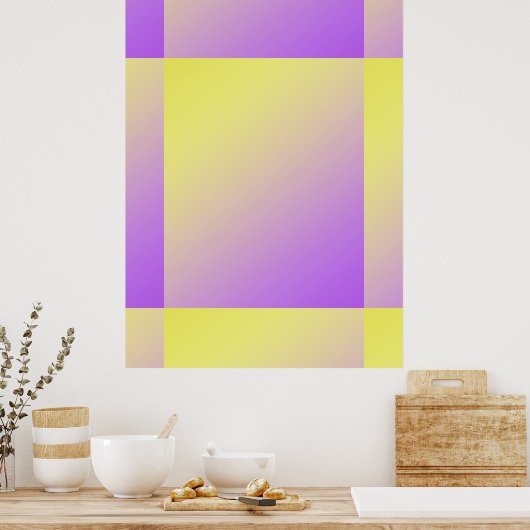 黄色から紫のグラデーション抽象芸術 ポスター (キッチン)