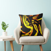 黄色から茶色の湾曲した斑点を持つデジタル木質 クッション (椅子)