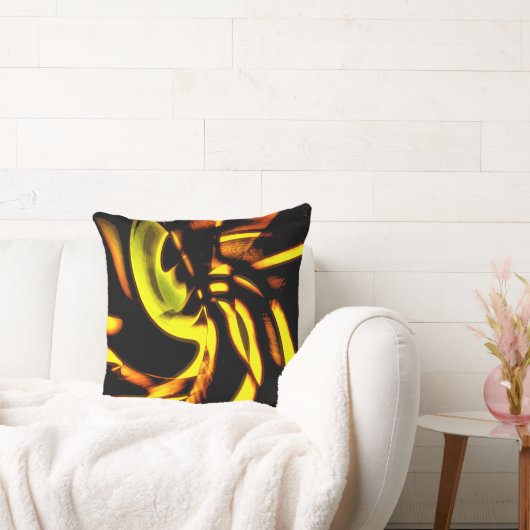 黄色から茶色の湾曲した斑点を持つデジタル木質 クッション (ソファ)