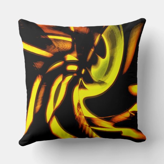 黄色から茶色の湾曲した斑点を持つデジタル木質 クッション (裏面)