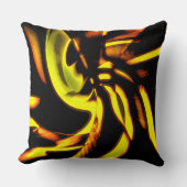 黄色から茶色の湾曲した斑点を持つデジタル木質 クッション (正面)