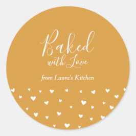 黄色かわいいハート焼いたとラブパッケージシール ラウンドシール