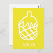 黄色かわいいパイナップルモダンシンプルのラインアート ポストカード (正面/裏面)