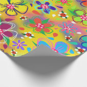 黄色かわいいボホの花が咲く ラッピングペーパー (角)