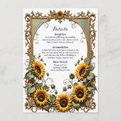 黄色かわいらしいヒマワリ結婚と枠 エンクロージャーカード (正面)