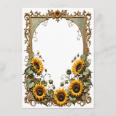 黄色かわいらしいヒマワリ結婚と枠 エンクロージャーカード (裏面)