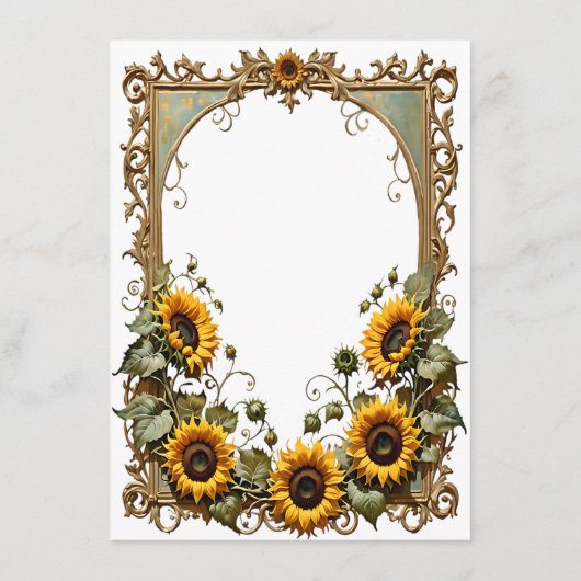 黄色かわいらしいヒマワリ結婚と枠 エンクロージャーカード (裏面)