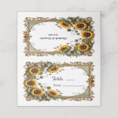 黄色かわいらしいヒマワリ結婚と枠 プレイスカード (外部開封)