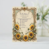 黄色かわいらしいヒマワリ結婚と枠 出欠カード (スタンド正面)