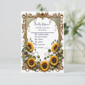 黄色かわいらしいヒマワリ結婚と枠 出欠カード (スタンド正面)