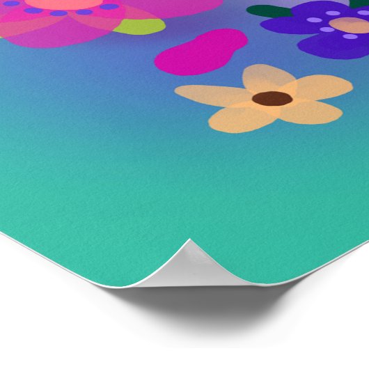 黄色かわいらしとピンクの花カスタマイズよ ポスター (角)