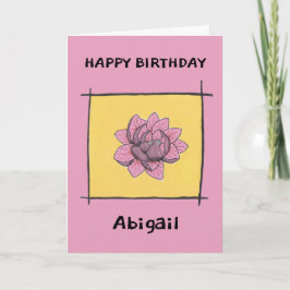 黄色かわいらしにピンクのドードルパーソナライズされた花 カード
