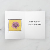 黄色かわいらしにピンクのドードルパーソナライズされた花 カード (内部)