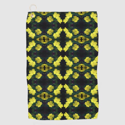 黄色かわいらしのツツツジ花抽象芸術模様 ゴルフタオル (正面)