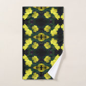 黄色かわいらしのツツツジ花抽象芸術模様 バスタオルセット (ハンドタオル)