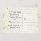 黄色かわいらしの淡い色のフローラは日付を保存 案内ポストカード (裏面)