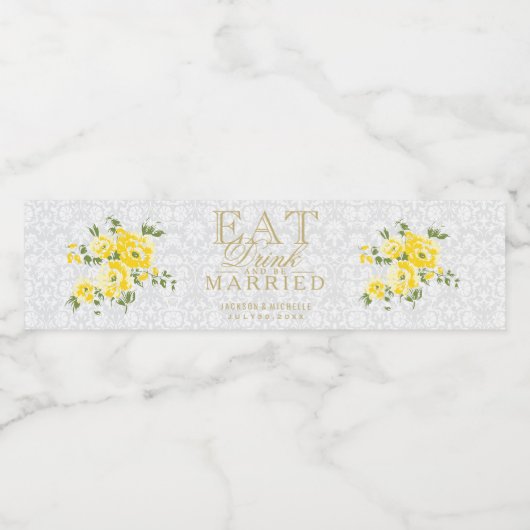 黄色かわいらしの花食べは、飲み物と食べ物結婚した ペットボトルラベル (シングルラベル)