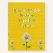 黄色かわいらしひまわり生命引用文作家 ノートブック (正面)