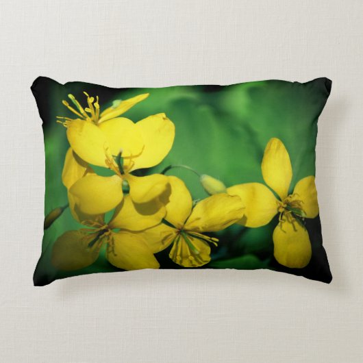 黄色かわいらしゼラニウム野花 アクセントクッション (正面)