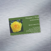 黄色かわいらしバラ花緑の名刺。 マグネット名刺 (インサイチュ)