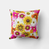 黄色かわいらしピンクの白い花のデイジー クッション (裏面)