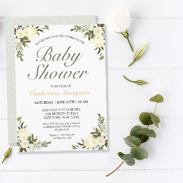黄色かわいらしフローラ男女兼用赤ちゃんシャワー 招待状