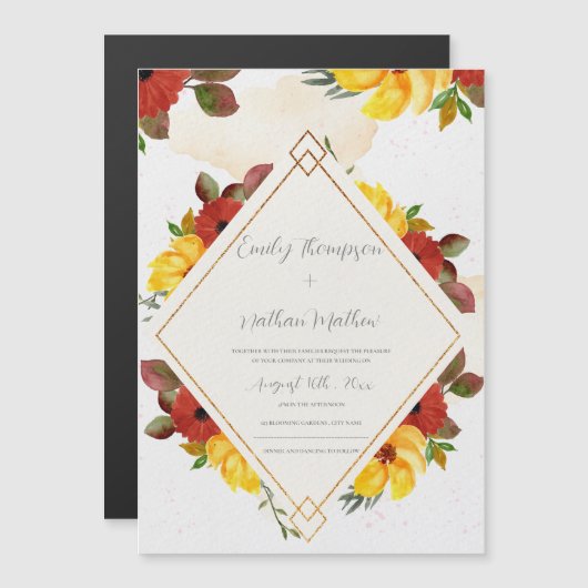 黄色かわいらし赤素朴水カラーフローラ結婚 (正面/裏面)