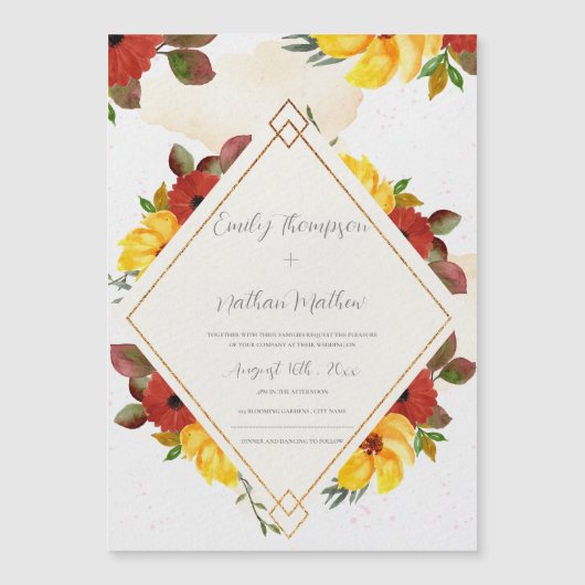 黄色かわいらし赤素朴水カラーフローラ結婚 (正面)